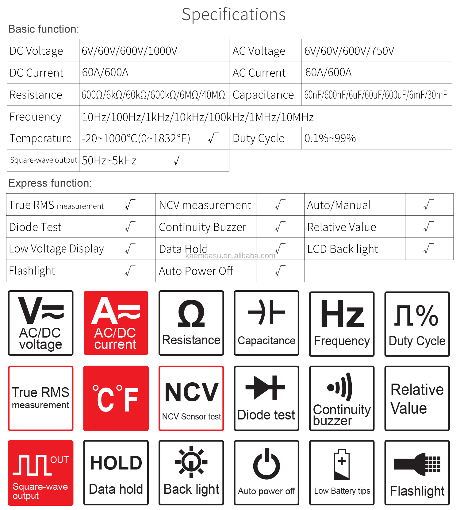 Portable Digital Multimeter With Voltage Detector And Clamp Measuring Resistance Range 600Ω/6kΩ/60kΩ/600kΩ/6MΩ/40MΩ