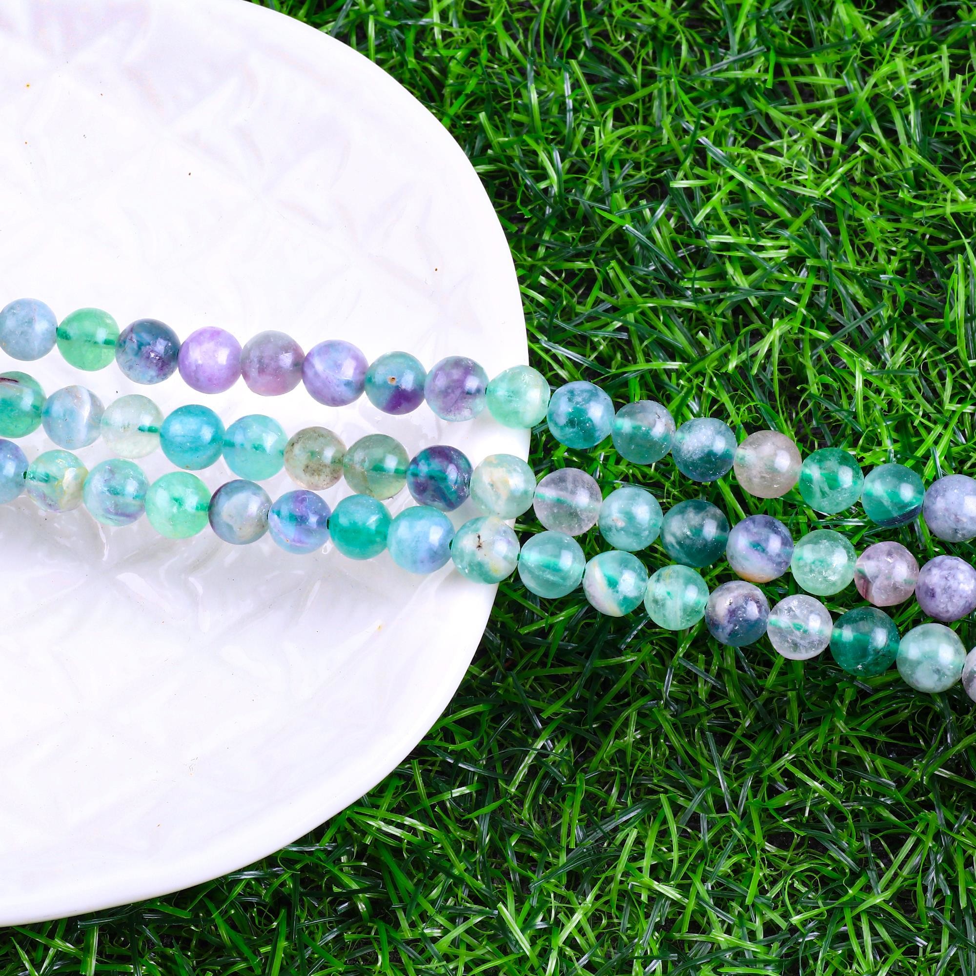 Natural Crystal Gemstone Fluorite Round Bead For DIY Jewelry Making