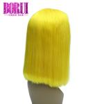 Short Bob Wigs Swiss Lace with Baby Hair Yellow