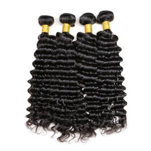 Quality Double Layers Deep Wave Virgin Human Hair Bundles With Single Drawn Hair End wholesale