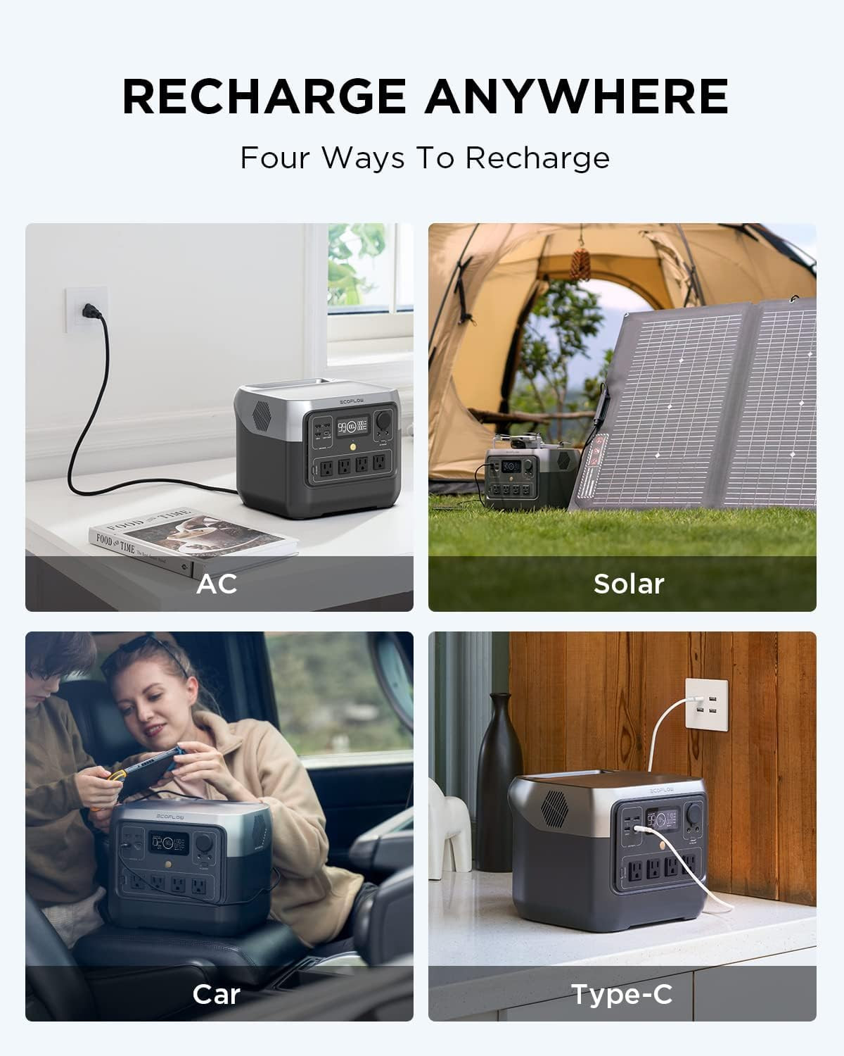 Ecoflow Portable Power Station River 2 PRO Fast Charging, Solar Generator Portable Power Station 768wh 800W