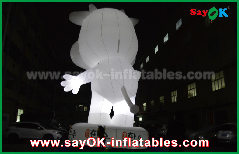 Custom Inflatable Cartoon Characters White Cattle 10m Height