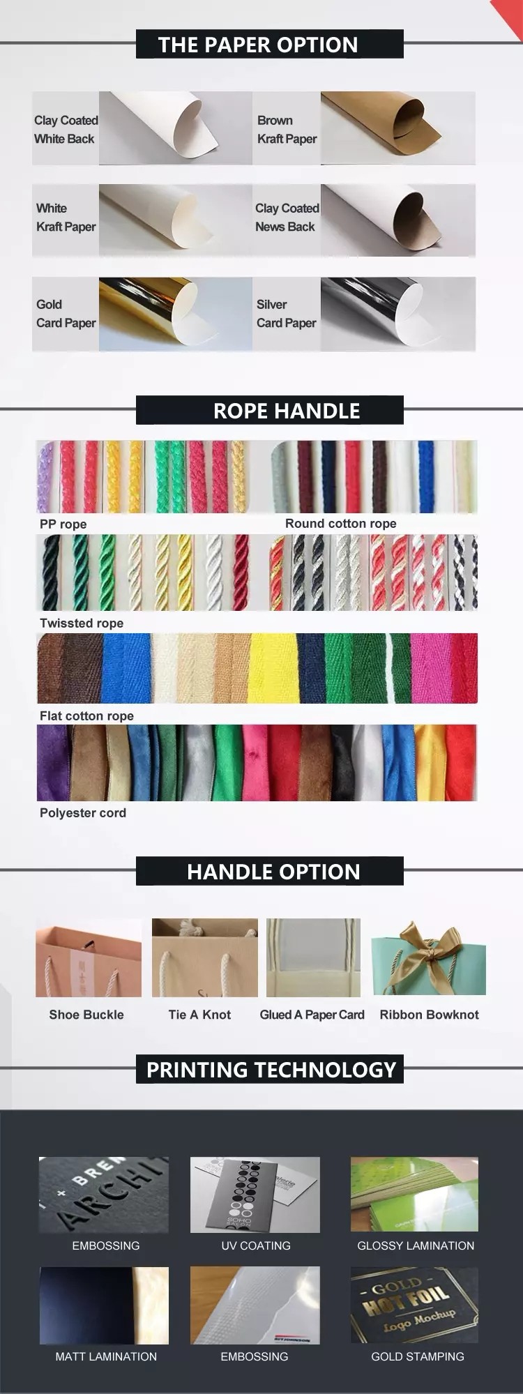 Recycled Paper Shopping Bags With Handles Customized Logo Printing