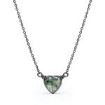 925 Silver Simple Natural Light Brilliant Elegant Green Heart Shaped Moss Agate