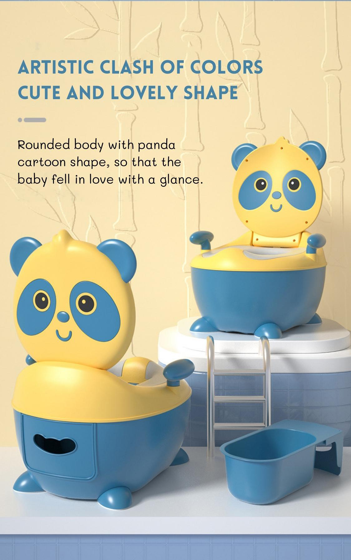 Blue Panda Cartoon Baby Training Potty with Custom Logo EN71 Certified