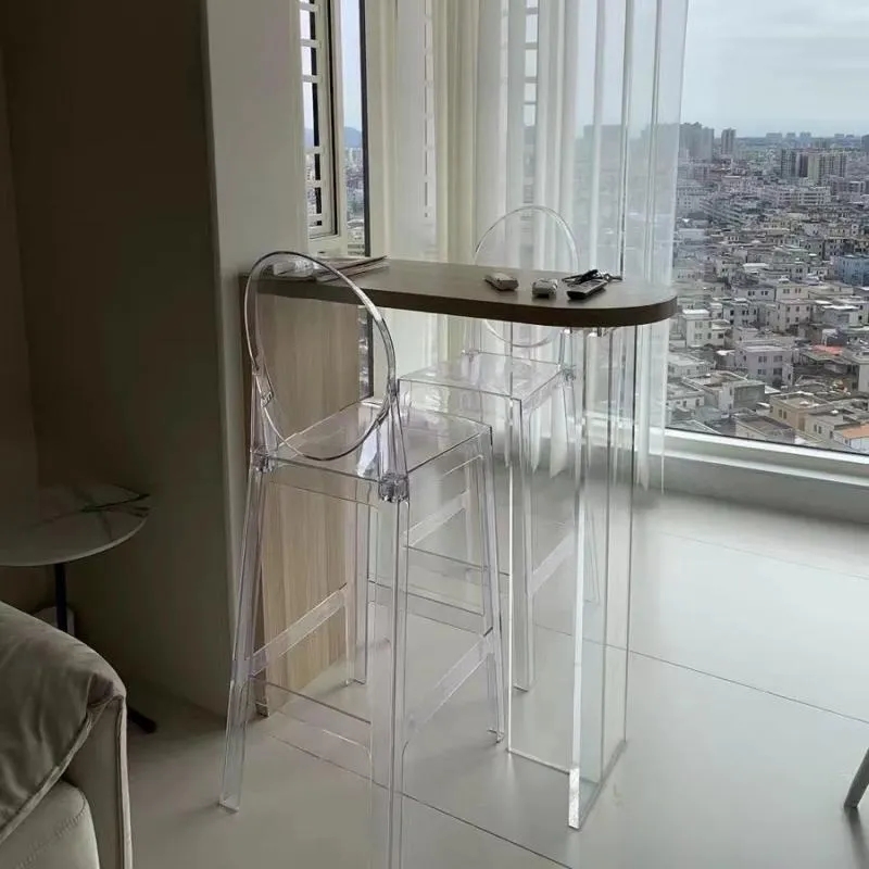 Transparent Clear Acrylic Bar Stools Stackable Plastic Bar Stools With Backs