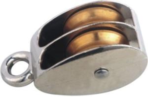 Quality DR-7320B Double Rigid Eye Die Cast Pulley Golden Color Wheel Pulley Block wholesale