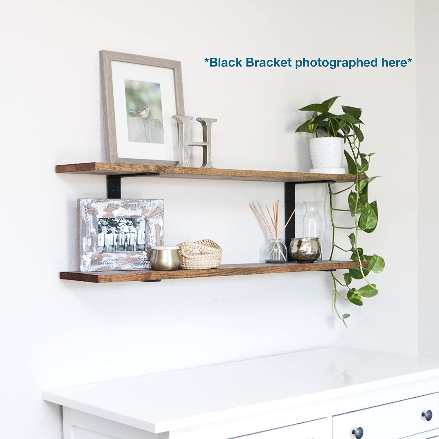 Powder Coated Steel Heavy Duty DIY Shelf Bracket for Farmhouse Style Floating Wall Shelves