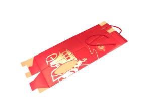 Quality Red Fancy Corrugated Wine Gift Box Packaging With Red Handles Customized Logo wholesale