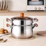 Factory Two Layer Cook Food Steamer Pot 18/8 Stainless Steel Steamer Pot With