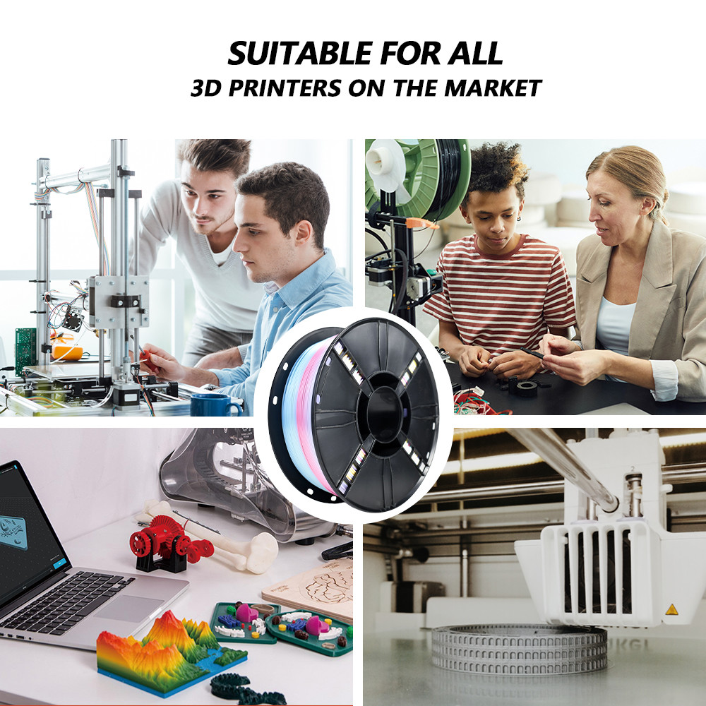 3D Printing Filament 1.75mm Macarons Rainbow Short Distance Gradient PLA+ Filament 1000g