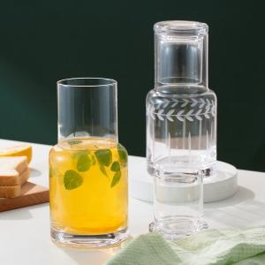 Quality 36 Oz Lead Free Glass Water Pitcher Handmade Bedside Water Carafe With Cup wholesale