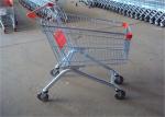 Metal Color Supermarket Shopping Trolley With Crash Protection Function