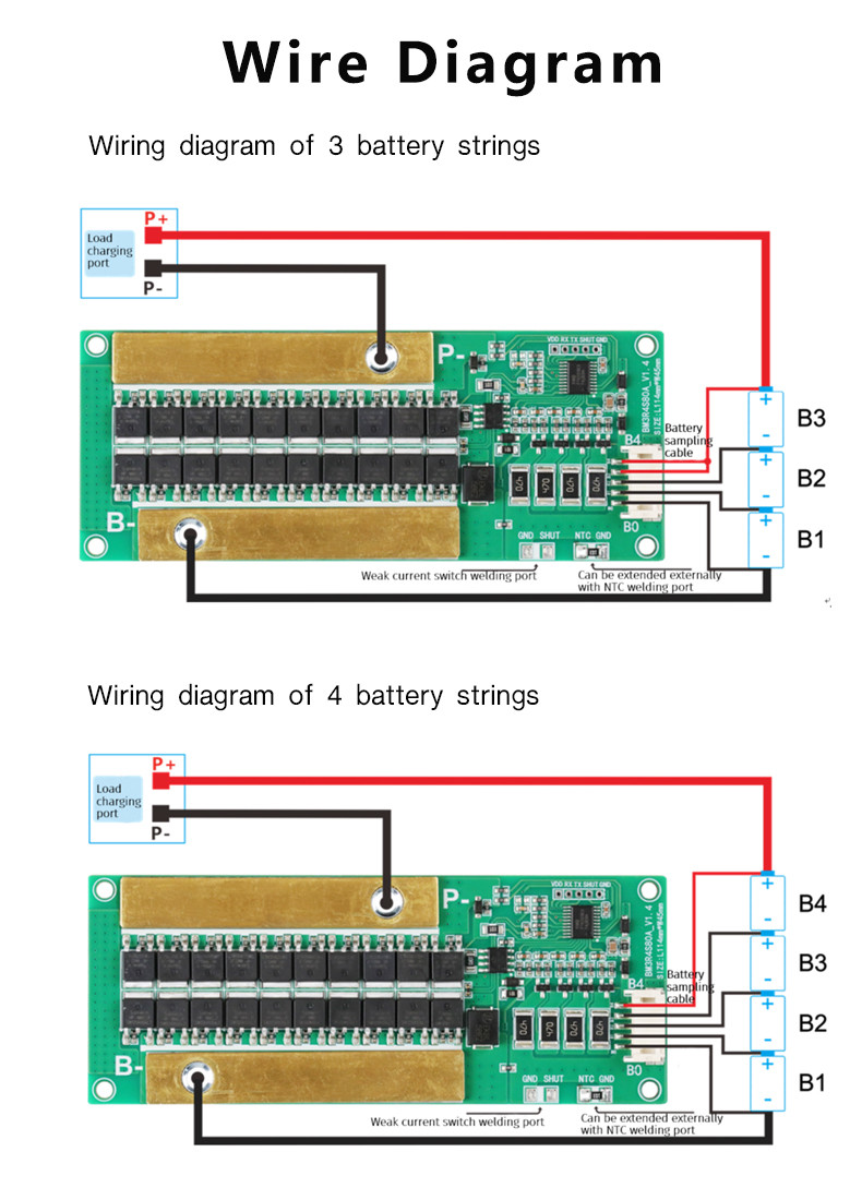 Enerkey Normal BMS 3S 12V 80A Lithium Battery PCB With Passive Balance Two NTC MOS For Li-ion/LiFePo4/lto