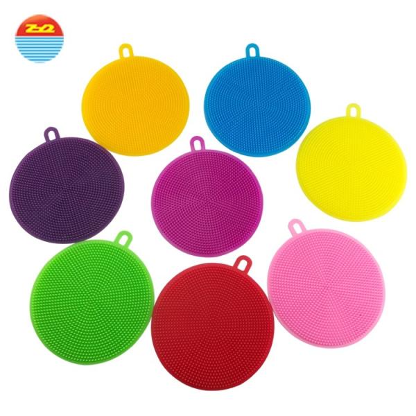 BPA-free Eco Kitchen Sink Antibacterial Brush Tool Silicone Scrubber Purple Dish