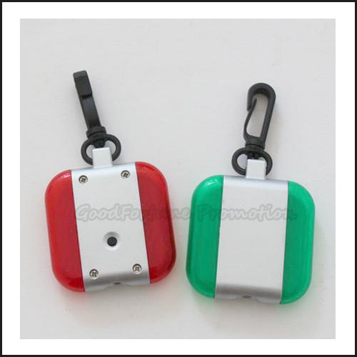 Promotional printed logo bag shape reflective led safety hanger keyrings