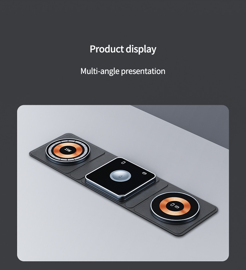 Foldable Wireless Charging 3 Fold Design For Qi Smart Phone Airpods And IWatch