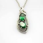 Sterling Silver Jewelry 6x8mm Green Cubic Zircon Pendant(PSJ0381)