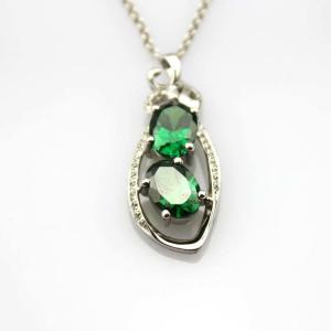 Quality Sterling Silver Jewelry 6x8mm Green Cubic Zircon Pendant(PSJ0381) wholesale
