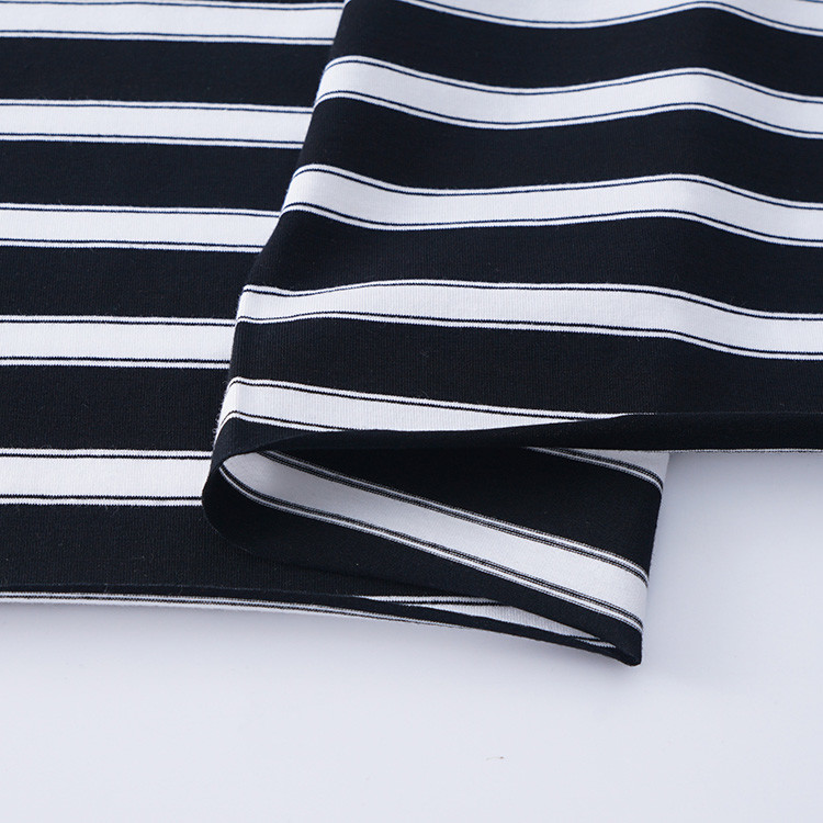 Good Texture And Fashionable Easy To Care Striped Knit Fabric For T-Shirt