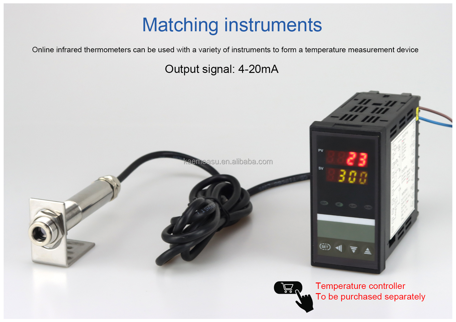 kaemeasu Contactless Laser Infrared Temperature Sensor DC 9~24V Transmitter 304 Stainless For Industry -50~500℃