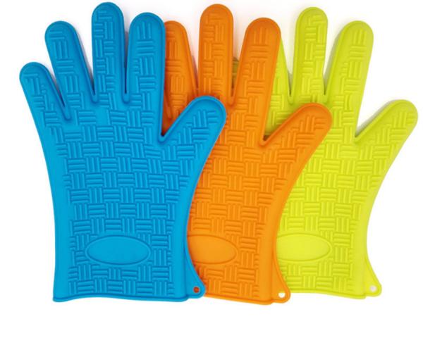 Colorful Heat Resistant Oven Gloves With Fingers / Ageing Resistant Silicone