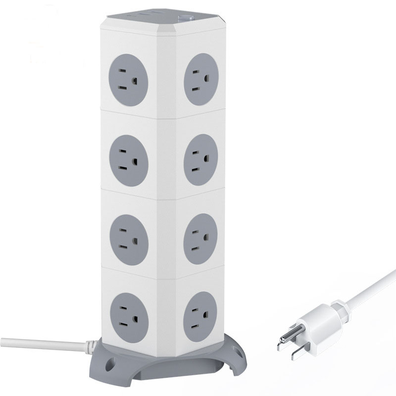 Customized Universal Multi Plug Tower Power Strip with USB Port and 1.8M Extension Cord