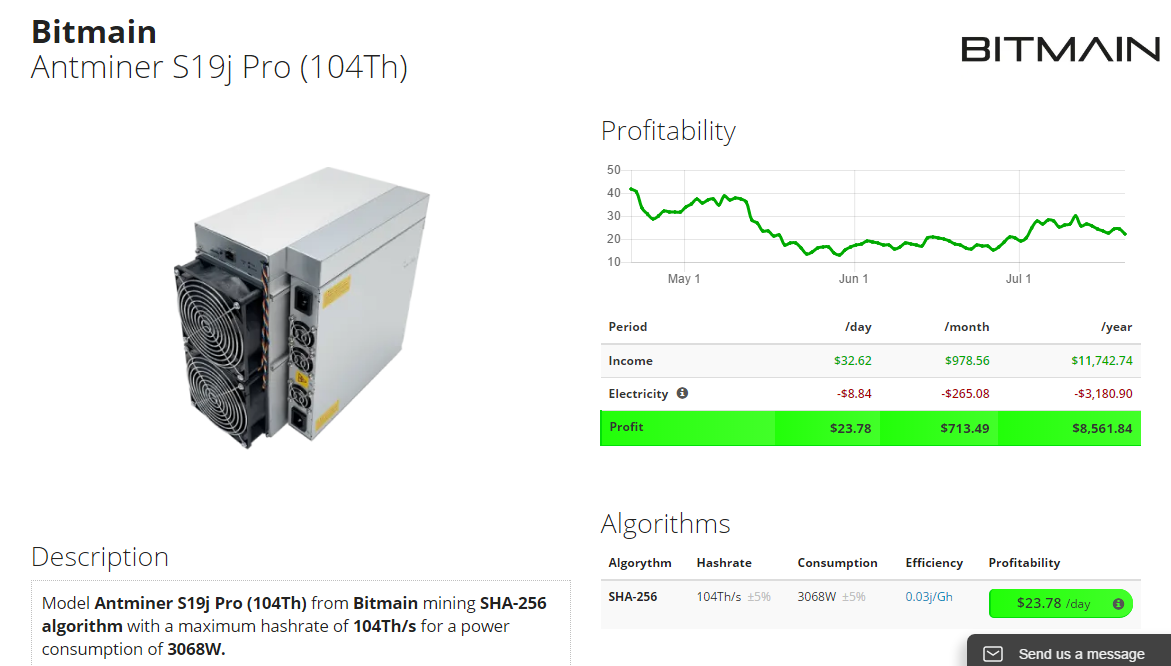Antminer S19j Pro 104th/S Bitcoin Miner Asic Cryptocurrency Mining Machine Bitmain 3224W