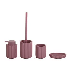 Quality Vertical Stripe Polyresin Bathroom Sets pink color with round shape wholesale