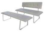 Polyurethance PU Modern Dining Bench Heavy Duty Brushed Steel Leg