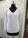 V Neck Woman's Casual Sweaters White Grey 84% Viscose 16% Polyamide