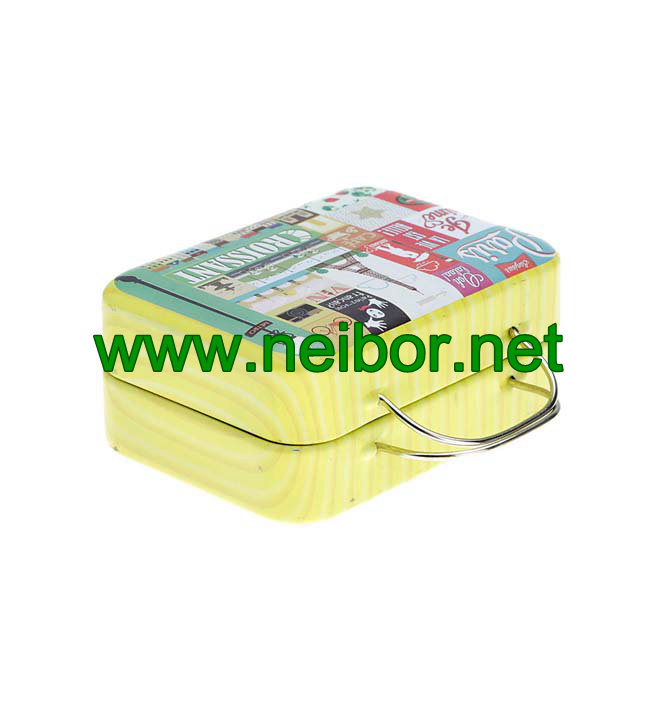 gift tin suitcase tin box with handle for wedding to pack chocolate or candy