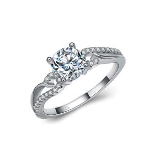 Quality Women Sterling Silver Created White Sapphire Engagement Ring (RE111) wholesale