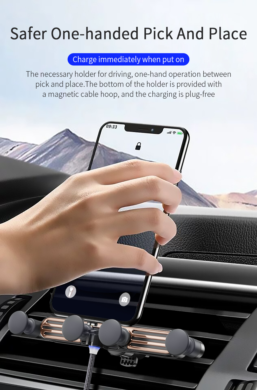 Mini Gravity Car Phone Holders For 65-88MM Mobile Phones