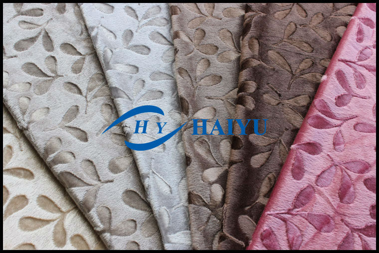 Commercial Non Slip Textile Upholstery Fabrics Embossed Minky Fabric