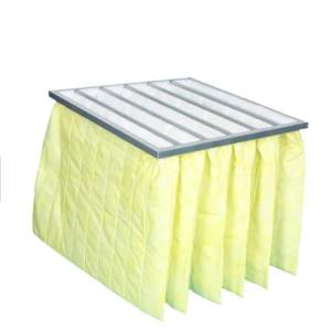 Quality HVAC F8 Synthetic Fiber Pocket Bag Air Filters Yellow Fireproof Performance wholesale