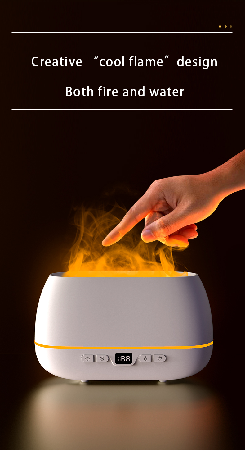 2023 New Design Ultrasonic Flame Diffuser 200ml RGB Light Flame Humidifier With Remote Controller Aroma Diffuser For Household