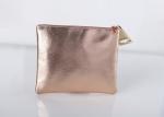 Natural Color Zipper Makeup Bag , rose gold makeup bag With Gold Foil Stamp Logo