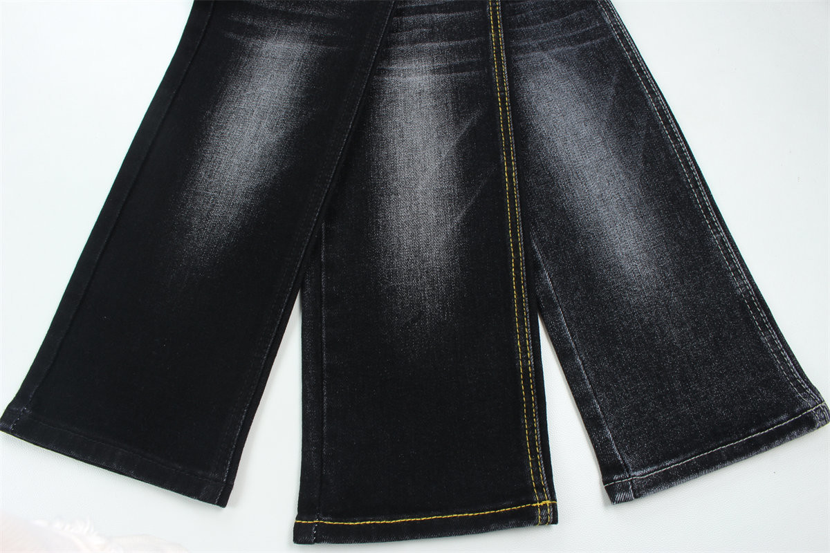 Black Black Cotton Polyester Rayon Spandex Denim Fabric For Jeans