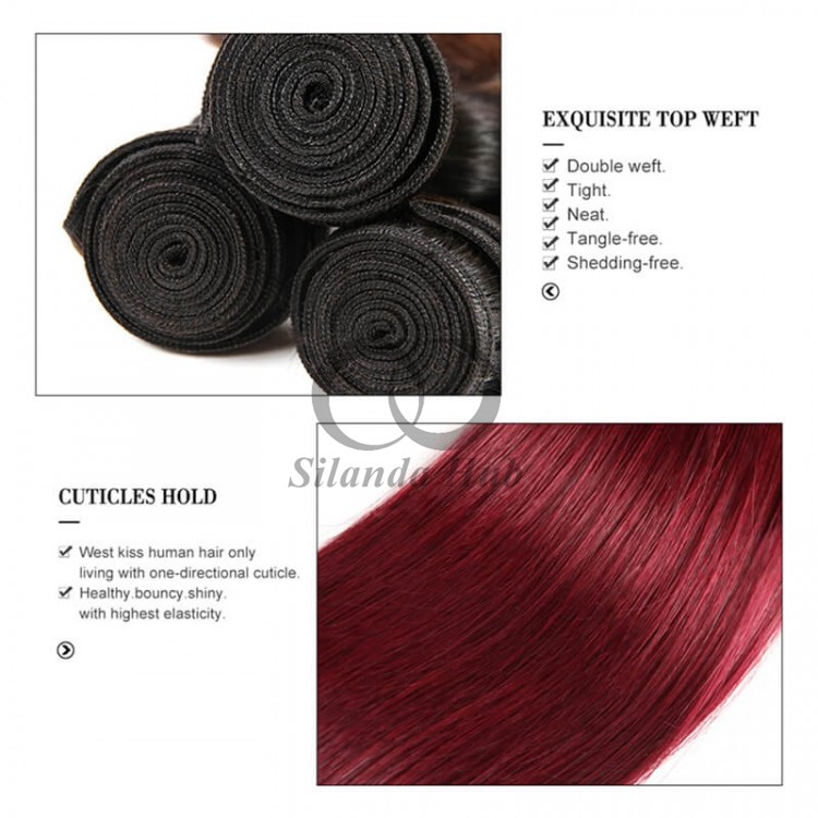 #T1B/Burgundy Straight Remy Human Hair Bundles Sew In Weave Bundles Brazilian Bundle Deals