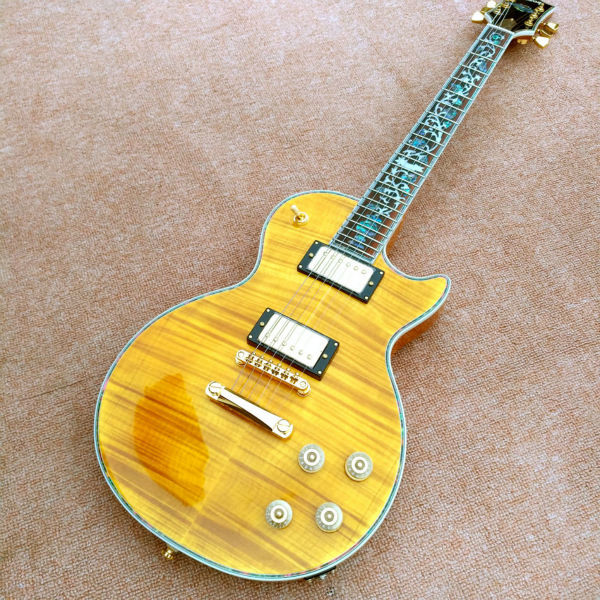 Custom LP electric guitar, Abalone Flower inlaid fingerboard electric guitar, maple top