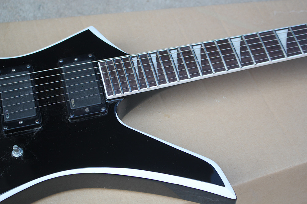 Factory Custom Black Body Electric Guitar whit Floyd Rose,White Binding Neck,Black Hardware,Rosewood Fretboard