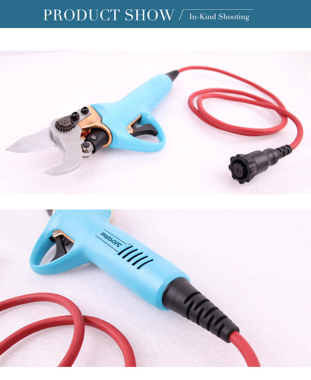 Swansoft Professional 3CM 36V Electric Fruit Pruning Shear / Electric Bypass Pruner for Orchards Fruit Trees