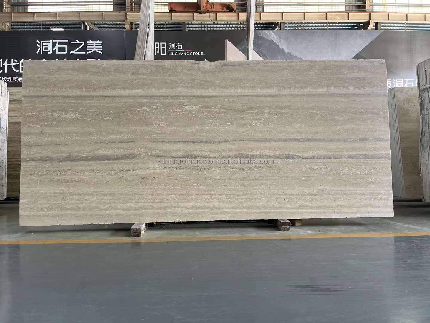 12x24 Inch Size Grey Veins Beige Travertine Floor Slab at Good in Modern Design Style