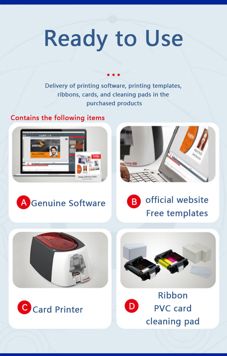 Evolis Badgy 100/200 Printer Thermal Direct Printing PVC ID Card Printer With Single Side