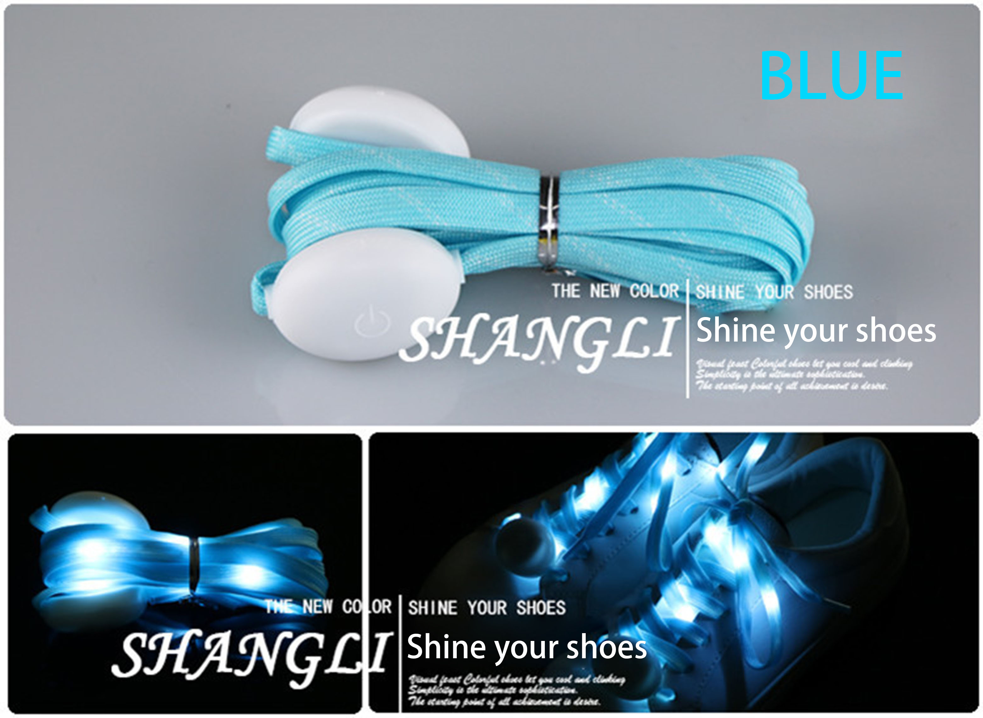 luminous led glowing shoelace Aglet Bags fashion shoelace Customized Logo Style Flat Color Design