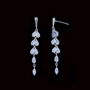 Quality Plating Gold Cubic Zirconia Drop Earrings Wedding With Color Stones wholesale