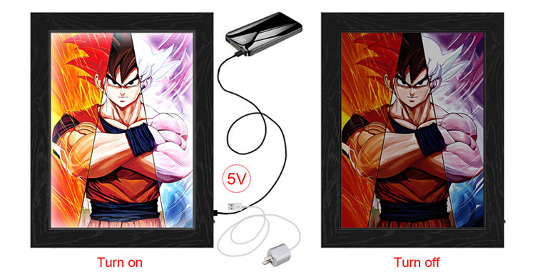 Lenticular Flip Change Anime 3D Poster Frame LED Light Box