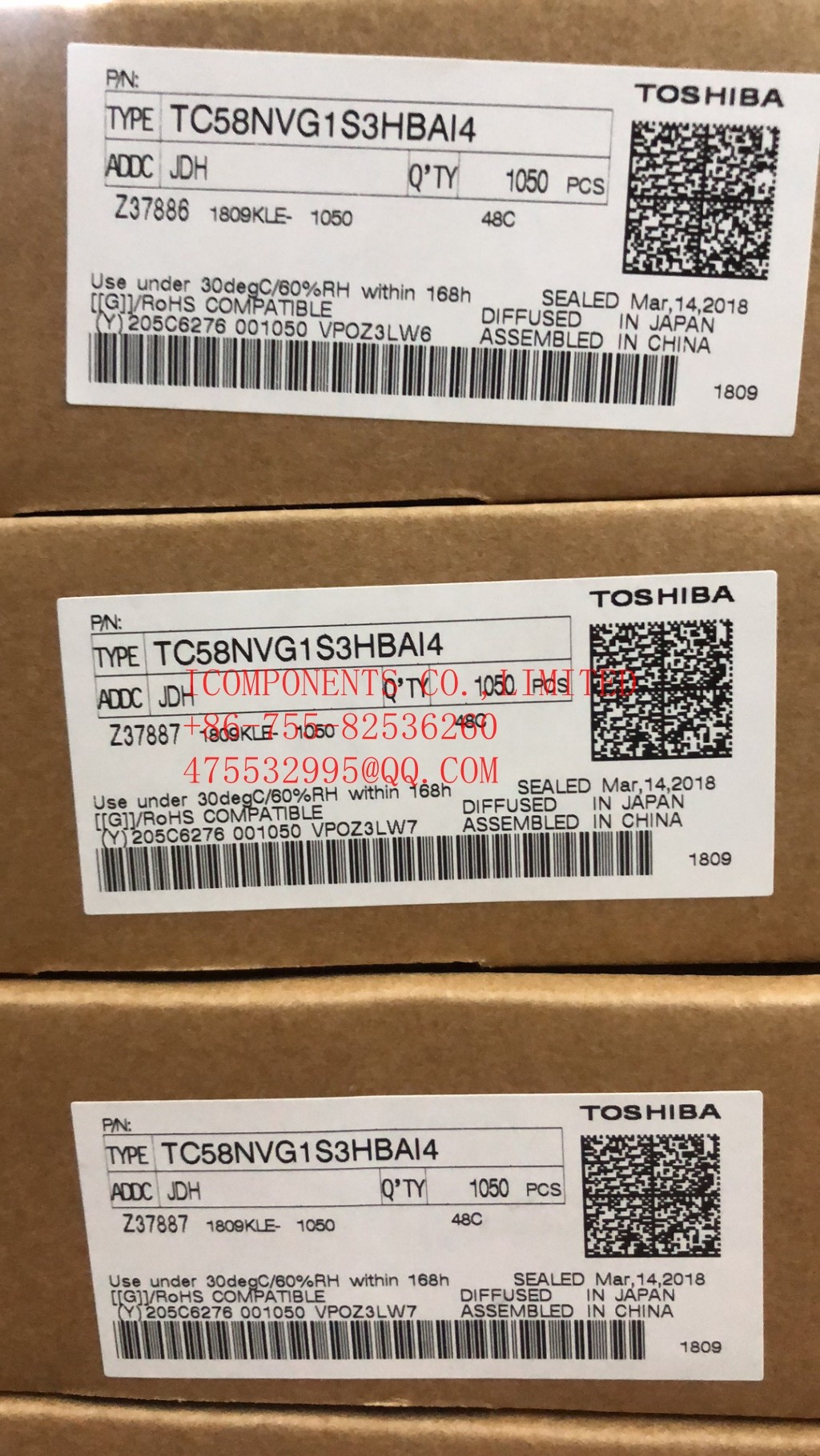 TC58NVG1S3HBAI4 KIOXIA SLC NAND Flash Parallel 3.3V 2G-bit 256M x 8 63-Pin FBGA