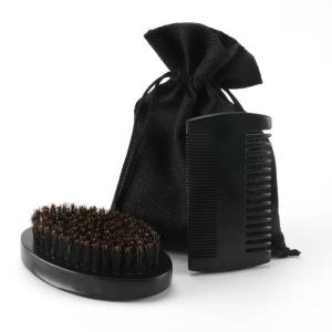 Quality Ergonomic Custom Logo Beard Comb Brush Set Mens Beard Grooming Kit 100g wholesale